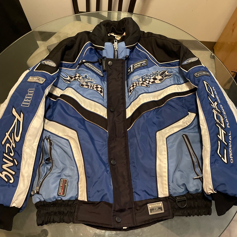 Racing Style Men's Jacket - Blue and Black